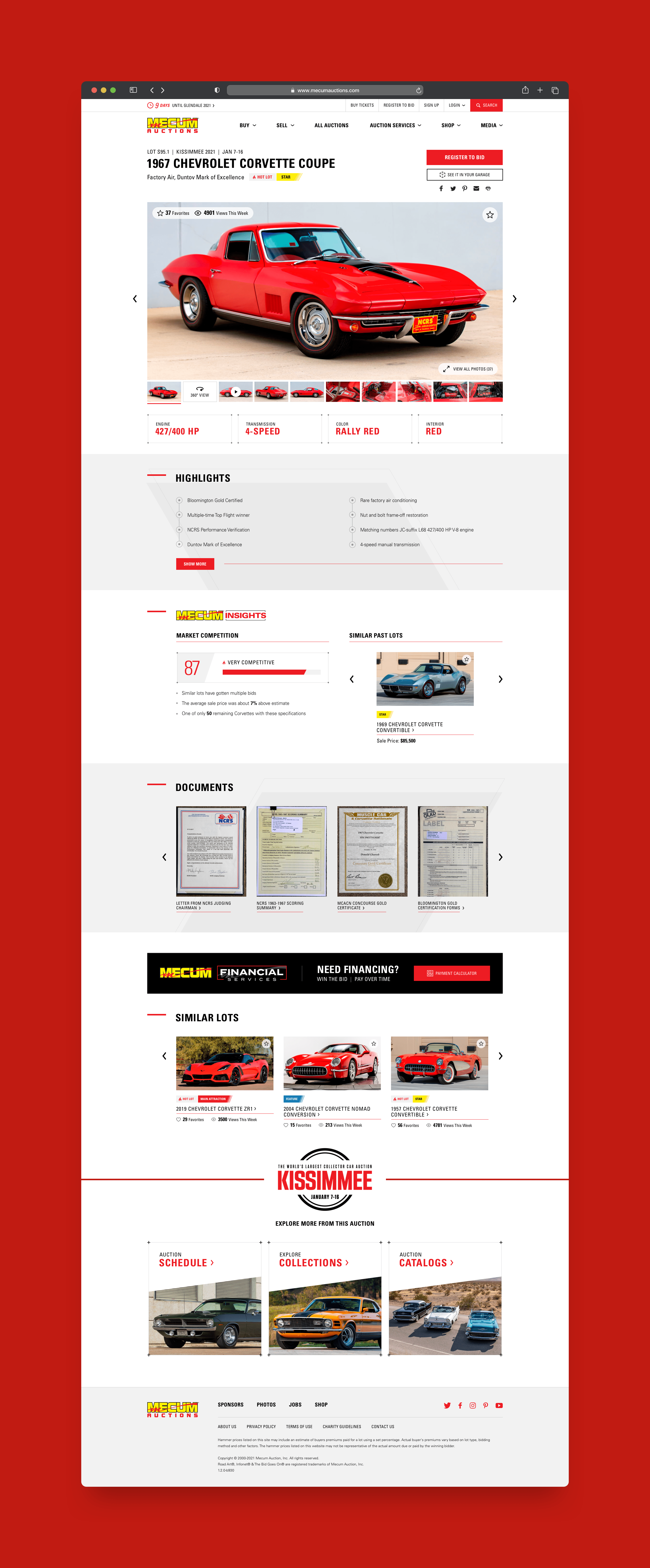 Mecum Standard Auction Detail Page Light